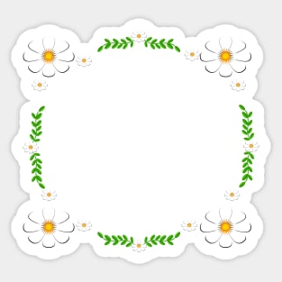 White flowers in a frame Sticker